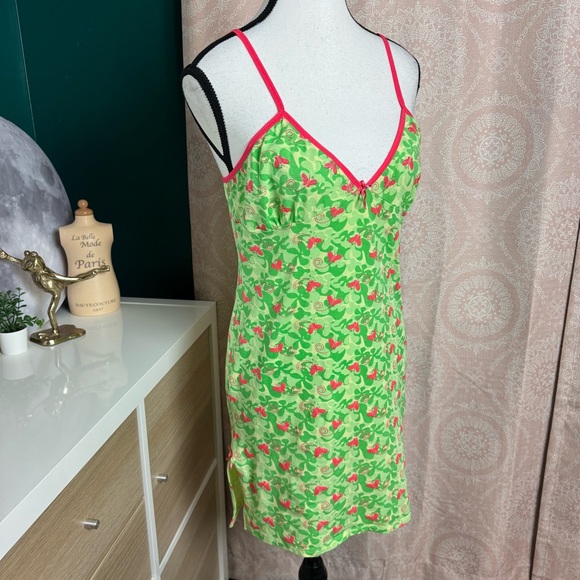 Popsi Lingerie Other - Y2K Popsi Lingerie Cami Green Pink Cami Nightgown Slip Butterflies Size Large
